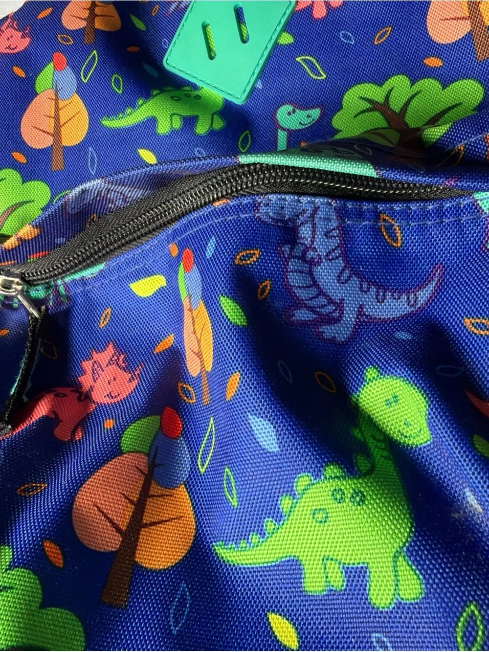 Children's Dino Print Backpack - Blue & Green